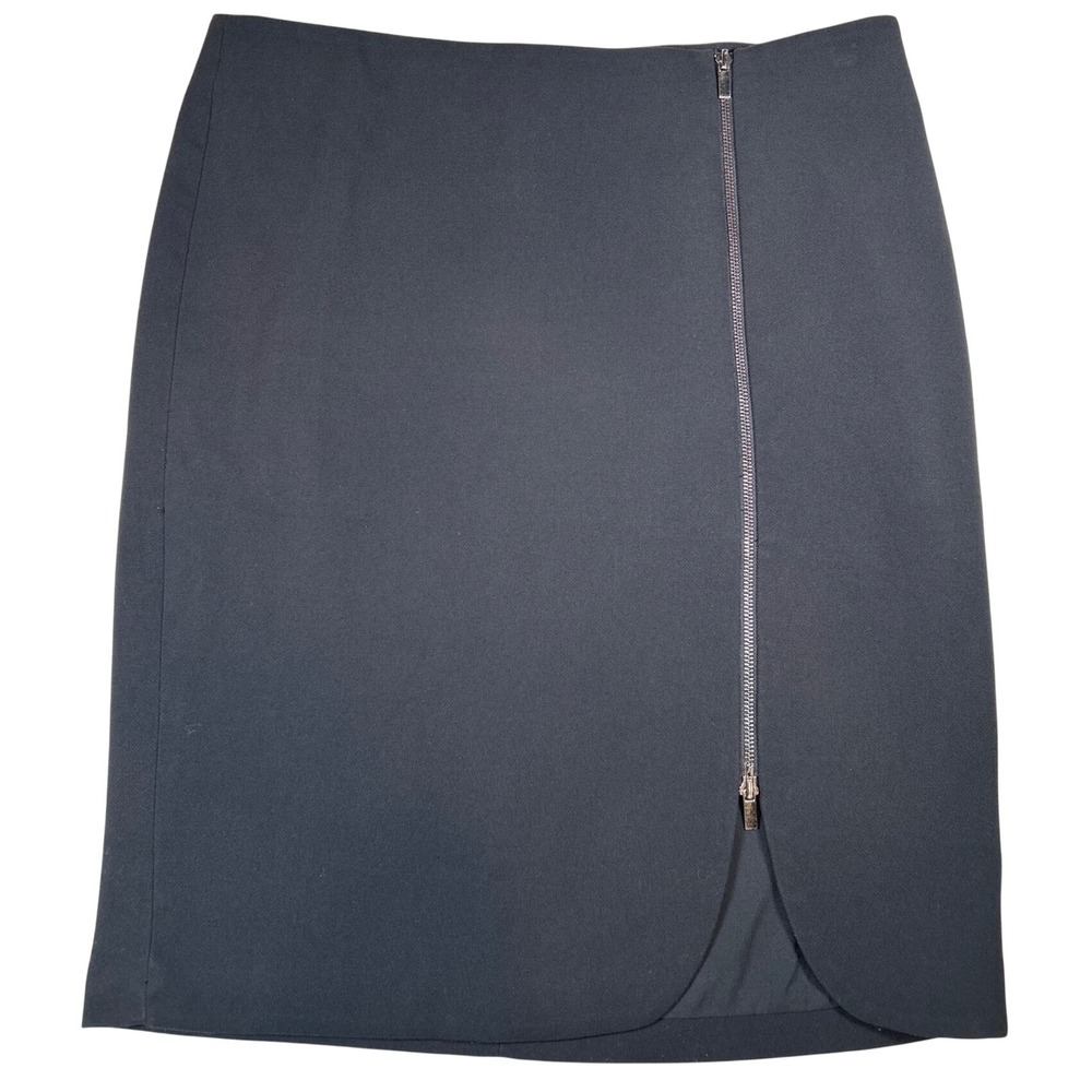 Ann Taylor Factory Black Asymmetrical Zip Pencil Skirt Womens Size 14 Career